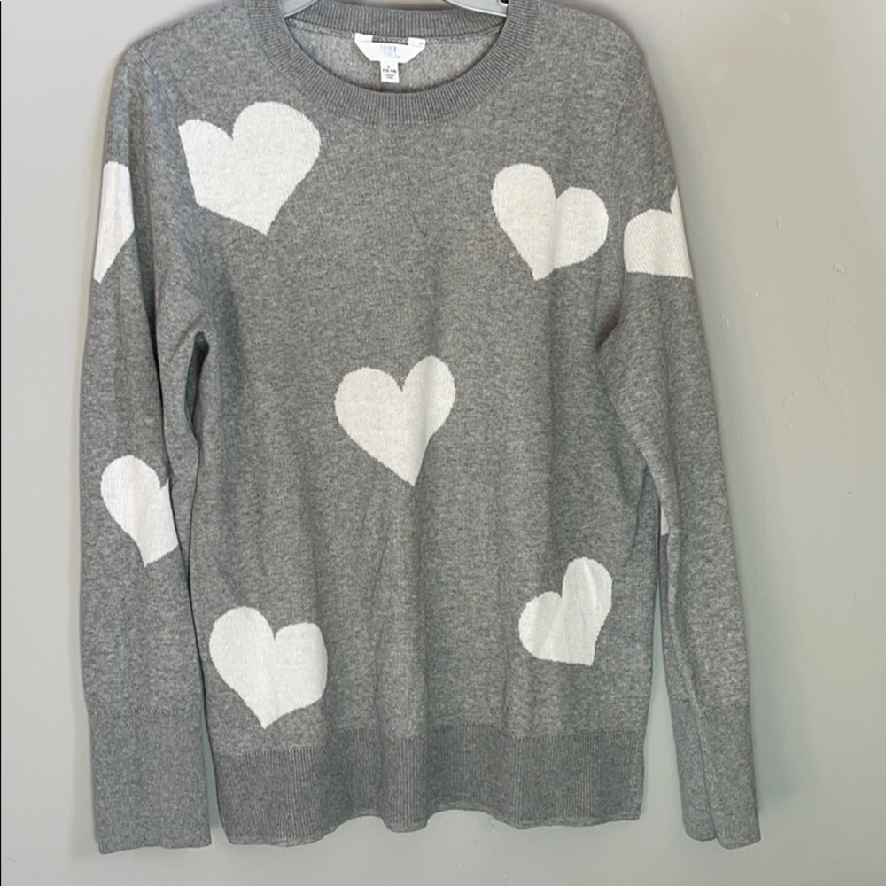 Grey and white heart sweater